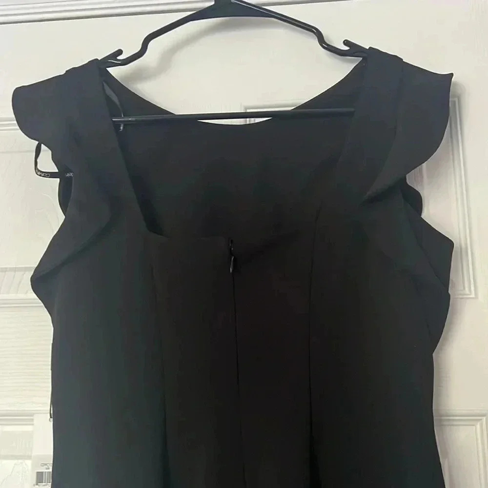 Calvin Klein Black Ruffle Sleeve Dress Size 6 - Picture 8 of 9